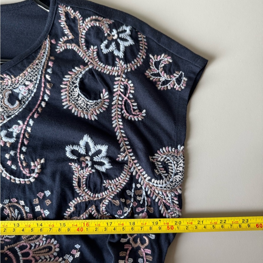 J.jill Cap Sleeve Floral Embroidered Blue cotton Maxi Midi Dress Sz M NWT - Picture 15 of 15